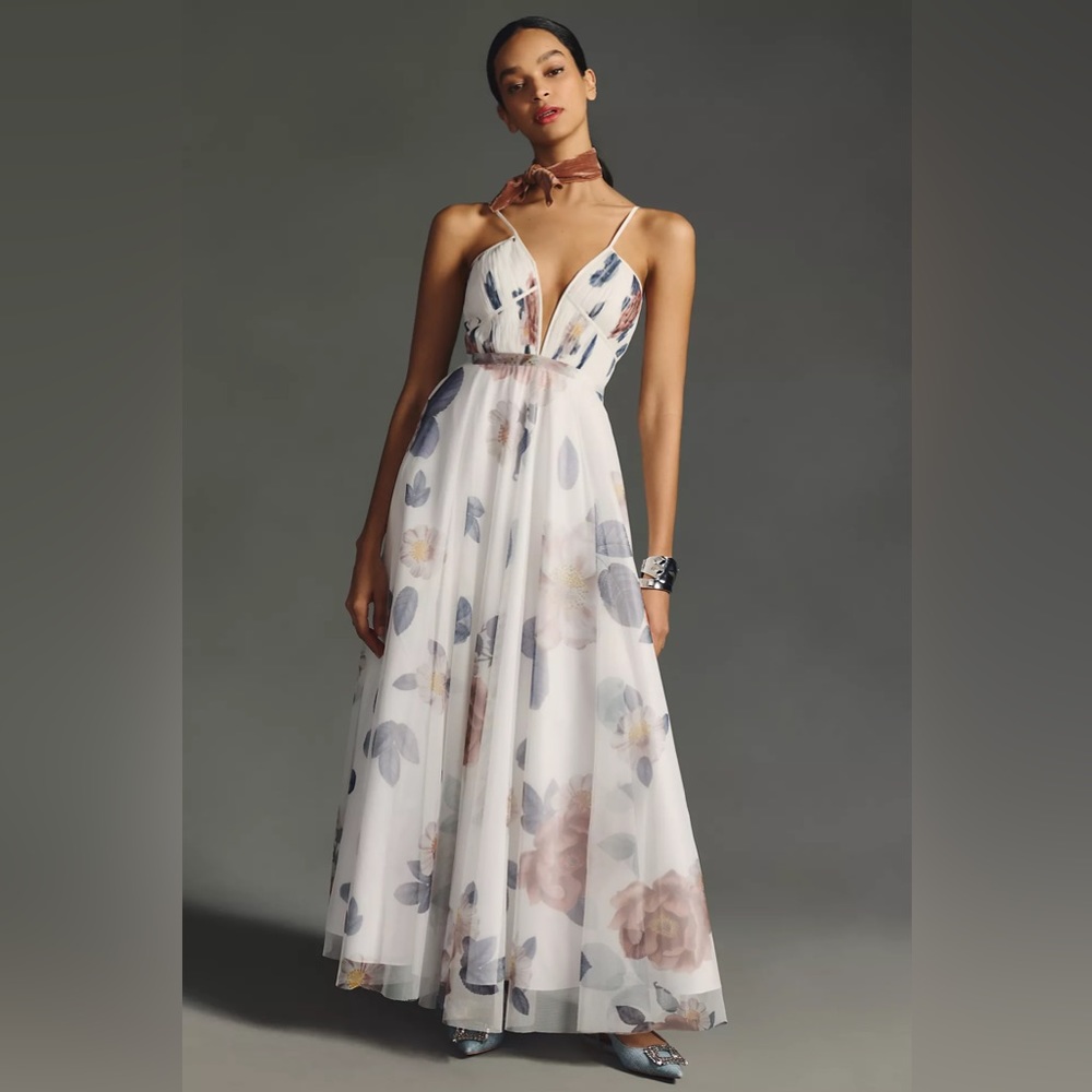 Geisha Designs V-Neck Corset Tulle Dress
